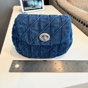 Coach Blue Quilted Denim Mini Turn-Lock Crossbody